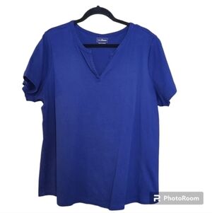 L.L. BEAN Short Sleeve Notch-neck tee, royal blue, 2X Plus